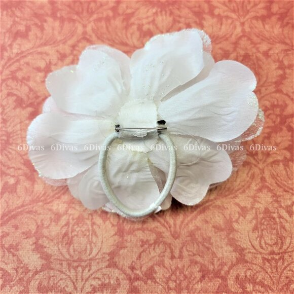 White Rose Hair Tie For Teens or Kids - Picture 13 of 14